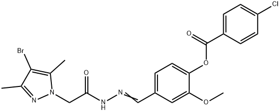 1H-Pyrazole-1-aceticacid,4-bromo-3,5-dimethyl-,[[4-[(4-chlorobenzoyl)oxy]-3-methoxyphenyl]methylene]hydrazide(9CI) Struktur