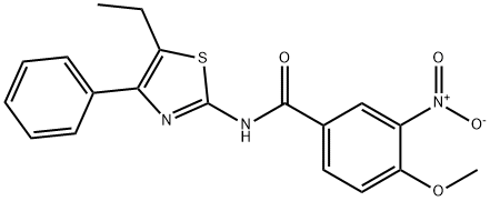 Benzamide, N-(5-ethyl-4-phenyl-2-thiazolyl)-4-methoxy-3-nitro- (9CI) Struktur