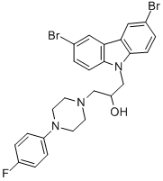 1-(3,6-DIBROMO-CARBAZOL-9-YL)-3-[4-(4-FLUORO-PHENYL)-PIPERAZIN-1-YL]-PROPAN-2-OL Struktur