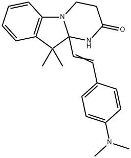 10a-[2-[4-(dimethylamino)phenyl]vinyl]-3,4,10,10a-tetrahydro-10,10-dimethylpyrimido[1,2-a]indol-2(1H)-one Struktur