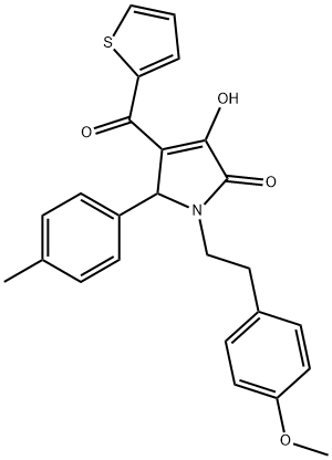 3-hydroxy-1-[2-(4-methoxyphenyl)ethyl]-5-(4-methylphenyl)-4-(2-thienylcarbonyl)-1,5-dihydro-2H-pyrrol-2-one Struktur