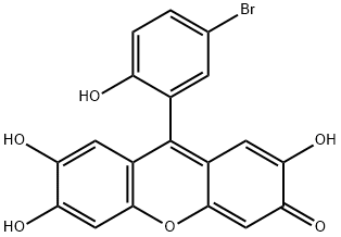 2,6,7-Trihydroxy-9-(2-hydroxy-5-bromophenyl)-3H-xanthene-3-one Struktur