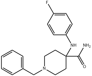 1-benzyl-4-[(4-fluorophenyl)amino]piperidine-4-carboxamide Struktur