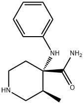 cis-3-methyl-4-(phenylamino)piperidine-4-carboxamide Struktur