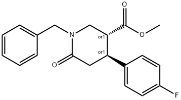 trans 1-Benzyl-4-(4-fluorophenyl)-6-oxopiperidine-3-carboxylic Acid Methyl Ester Struktur