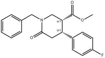 cis 1-Benzyl-4-(4-fluorophenyl)-6-oxopiperidine-3-carboxylic Acid Methyl Ester Struktur