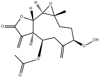 (1aR,4R,7R,7aR,10aS,10bR)-2,3,4,5,6,7,7a,8,10a,10b-デカヒドロ-7-アセトキシ-4-ヒドロペルオキシ-1a-メチル-5,8-ビス(メチレン)オキシレノ[9,10]シクロデカ[1,2-b]フラン-9(1aH)-オン 化學(xué)構(gòu)造式