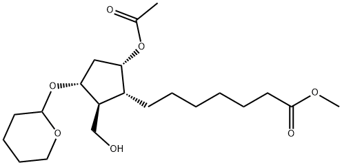 Cyclopentaneheptanoic acid, 5-(acetyloxy)-2-(hydroxyMethyl)-3-[(tetrahydro-2H-pyran-2-yl)oxy]-, Methyl ester, (1R,2S,3R,5S)- Struktur