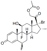 17-bromo-6beta,9-difluoro-11beta,21-dihydroxy-16alpha-methylpregna-1,4-diene-3,20-dione 21-acetate Struktur