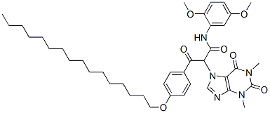 N-(2,5-dimethoxyphenyl)-alpha-[4-(hexadecyloxy)benzoyl]-1,2,3,6-tetrahydro-1,3-dimethyl-2,6-dioxo-7H-purine-7-acetamide Struktur