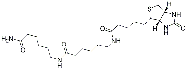 1H-Thieno[3,4-d]iMidazole-4-pentanaMide, N-[6-[(6-aMino-6-oxohexyl)aMino]-6-oxohexyl]hexahydro-2-oxo-, (3aS,4S,6aR)- Struktur