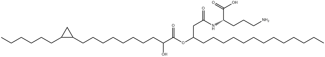 5-amino-2-[3-[10-(2-hexylcyclopropyl)-2-hydroxy-decanoyl]oxyhexadecanoylamino]pentanoic acid Struktur