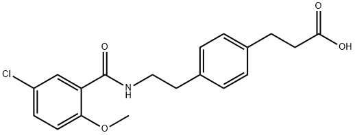 3-[4-[2-[(5-chloro-2-methoxy-benzoyl)amino]ethyl]phenyl]propanoic acid Struktur