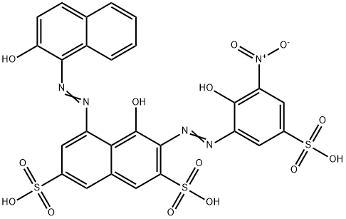 4-hydroxy-5-[(2-hydroxynaphthyl)azo]-3-[(2-hydroxy-3-nitro-5-sulphophenyl)azo]naphthalene-2,7-disulphonic acid Struktur