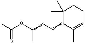 4-(2,6,6-Trimethyl-2-cyclohexen-1-ylidene)-2-acetoxybut-2-ene Struktur