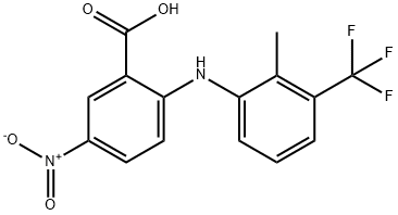 Benzoic  acid,  2-[[2-methyl-3-(trifluoromethyl)phenyl]amino]-5-nitro- Struktur