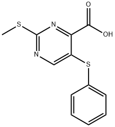 2-methylsulfanyl-5-phenylsulfanyl-pyrimidine-4-carboxylic acid Struktur