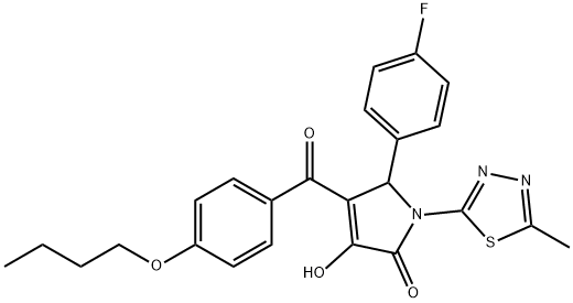 4-(4-butoxybenzoyl)-5-(4-fluorophenyl)-3-hydroxy-1-(5-methyl-1,3,4-thiadiazol-2-yl)-1,5-dihydro-2H-pyrrol-2-one Struktur