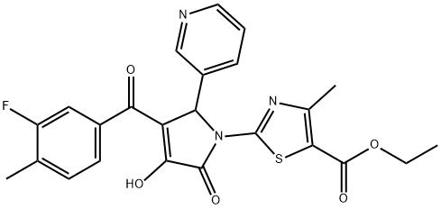 ethyl 2-[3-(3-fluoro-4-methylbenzoyl)-4-hydroxy-5-oxo-2-(3-pyridinyl)-2,5-dihydro-1H-pyrrol-1-yl]-4-methyl-1,3-thiazole-5-carboxylate Struktur