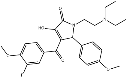 1-[2-(diethylamino)ethyl]-4-(3-fluoro-4-methoxybenzoyl)-3-hydroxy-5-(4-methoxyphenyl)-1,5-dihydro-2H-pyrrol-2-one Struktur