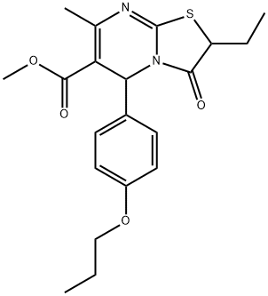 methyl 2-ethyl-7-methyl-3-oxo-5-(4-propoxyphenyl)-2,3-dihydro-5H-[1,3]thiazolo[3,2-a]pyrimidine-6-carboxylate Struktur