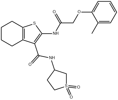 N-(1,1-dioxidotetrahydro-3-thienyl)-2-{[(2-methylphenoxy)acetyl]amino}-4,5,6,7-tetrahydro-1-benzothiophene-3-carboxamide Struktur