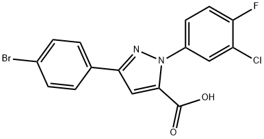 3-(4-BROMOPHENYL)-1-(3-CHLORO-4-FLUOROPHENYL)-1H-PYRAZOLE-5-CARBOXYLIC ACID Struktur