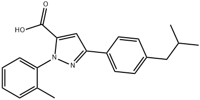 3-(4-ISOBUTYLPHENYL)-1-O-TOLYL-1H-PYRAZOLE-5-CARBOXYLIC ACID Struktur