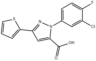 1-(3-CHLORO-4-FLUOROPHENYL)-3-(THIOPHEN-2-YL)-1H-PYRAZOLE-5-CARBOXYLIC ACID Struktur