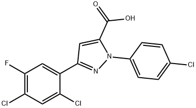 3-(2,4-DICHLORO-5-FLUOROPHENYL)-1-(4-CHLOROPHENYL)-1H-PYRAZOLE-5-CARBOXYLIC ACID Struktur