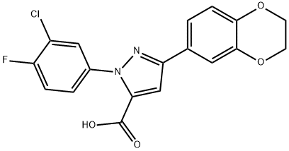 1-(3-CHLORO-4-FLUOROPHENYL)-3-(2,3-DIHYDROBENZO[B][1,4]DIOXIN-7-YL)-1H-PYRAZOLE-5-CARBOXYLIC ACID Struktur