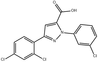 3-(2,4-DICHLOROPHENYL)-1-(3-CHLOROPHENYL)-1H-PYRAZOLE-5-CARBOXYLIC ACID Struktur