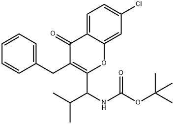 (R)-tert-butyl 1-(3-benzyl-7-chloro-4-oxo-4H-chromen-2-yl)-2-methylpropylcarbamate Struktur