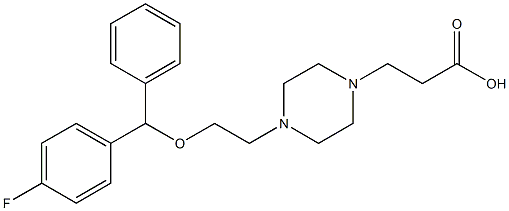 1-(2-Carboxyethyl)-4-[2-(4-fluorobenzhydryloxy)ethyl]piperazine Struktur