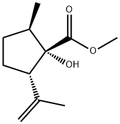 Cyclopentanecarboxylic acid, 1-hydroxy-2-methyl-5-(1-methylethenyl)-, methyl ester, (1S,2R,5S)- (9CI) Struktur