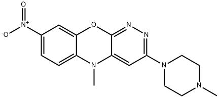 5-Methyl-3-(4-methyl-1-piperazinyl)-8-nitro-5H-pyridazino[3,4-b][1,4]benzoxazine Struktur