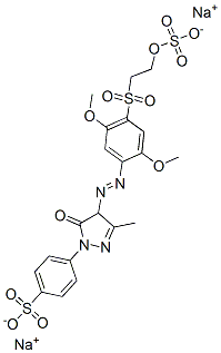 4-[[4-[[2,5-ジメトキシ-4-[[2-(スルホオキシ)エチル]スルホニル]フェニル]アゾ]-4,5-ジヒドロ-3-メチル-5-オキソ-1H-ピラゾール]-1-イル]ベンゼンスルホン酸/ナトリウム,(1:x) 化學(xué)構(gòu)造式