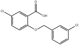 5-chloro-2-[(3-chlorobenzyl)oxy]benzoic acid Struktur