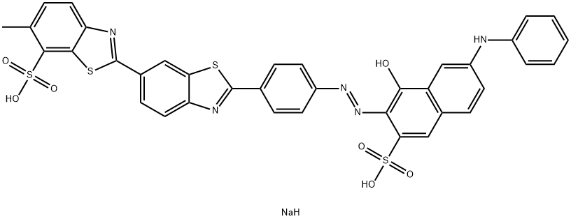 disodium 2'-[4-[[1-hydroxy-7-(phenylamino)-3-sulphonato-2-naphthyl]azo]phenyl]-6-methyl[2,6'-bibenzothiazole]-7-sulphonate  Struktur