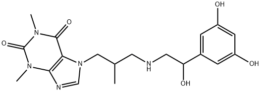 7-[3-[[2-(3,5-Dihydroxyphenyl)-2-hydroxyethyl]amino]-2-methylpropyl]theophyline Struktur