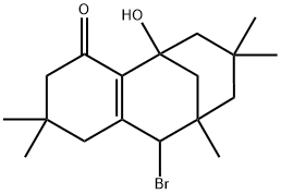 10-Bromo-2,3,5,6,7,8,9,10-octahydro-5-hydroxy-2,2,7,7,9-pentamethyl-5,9-methanobenzocycloocten-4(1H)-one Struktur