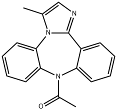 9-Acetyl-3-methyl-9H-dibenz[b,f]imidazo[1,2-d][1,4]diazepine Struktur