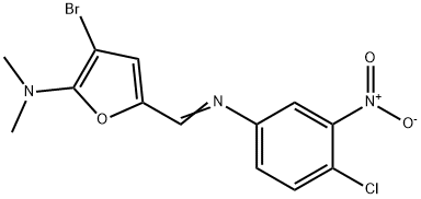 2-Furanamine,  3-bromo-5-[[(4-chloro-3-nitrophenyl)imino]methyl]-N,N-dimethyl- Struktur