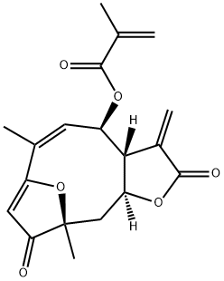 (3aR,4R,5Z,10R,11aS)-2,3,3a,4,9,10,11,11a-Octahydro-4-hydroxy-6,10-dimethyl-3-methylene-7,10-epoxycyclodeca[b]furan-2,9-dione 4-methacrylate Struktur