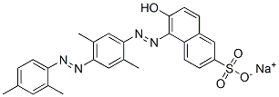 6-Hydroxy-5-[[2,5-dimethyl-4-[(2,4-dimethylphenyl)azo]phenyl]azo]naphthalene-2-sulfonic acid sodium salt Struktur