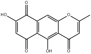 5,8-Dihydroxy-2-methyl-4H-naphtho[2,3-b]pyran-4,6,9-trione Struktur