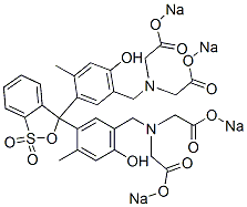 3,3-Bis[2-methyl-4-hydroxy-5-[[bis[(sodiooxycarbonyl)methyl]amino]methyl]phenyl]-3H-2,1-benzoxathiole 1,1-dioxide Struktur