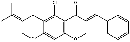 (E)-1-[2-Hydroxy-4,6-dimethoxy-3-(3-methyl-2-butenyl)phenyl]-3-phenyl-2-propen-1-one Struktur