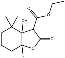 3-Benzofurancarboxylic  acid,  octahydro-3a-hydroxy-4,4,7a-trimethyl-2-oxo-,  ethyl  ester Struktur