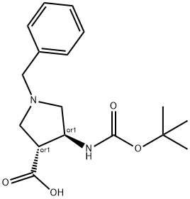 TRANS-RACEMIC-1-BENZYL-4-TERT-BUTOXYCARBONYLAMINO-PYRROLIDINE-3-CARBOXYLIC ACID Structure